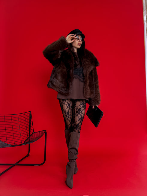 T-krekls "LACE TOP H19" - choco